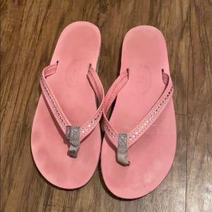 Pink Swarovski Crystal Rainbow Flip Flops